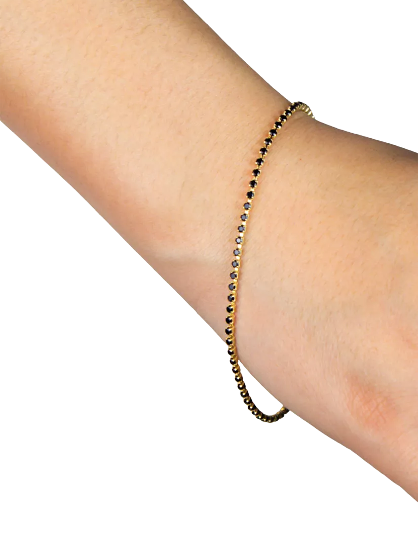 IBB 9ct yellow gold bracelet with black cubic zirconia - British product