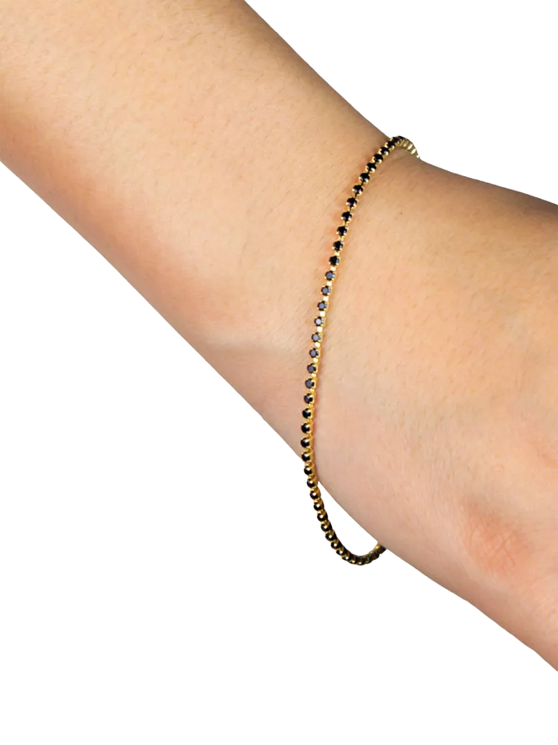 IBB 9ct yellow gold bracelet with black cubic zirconia - British product