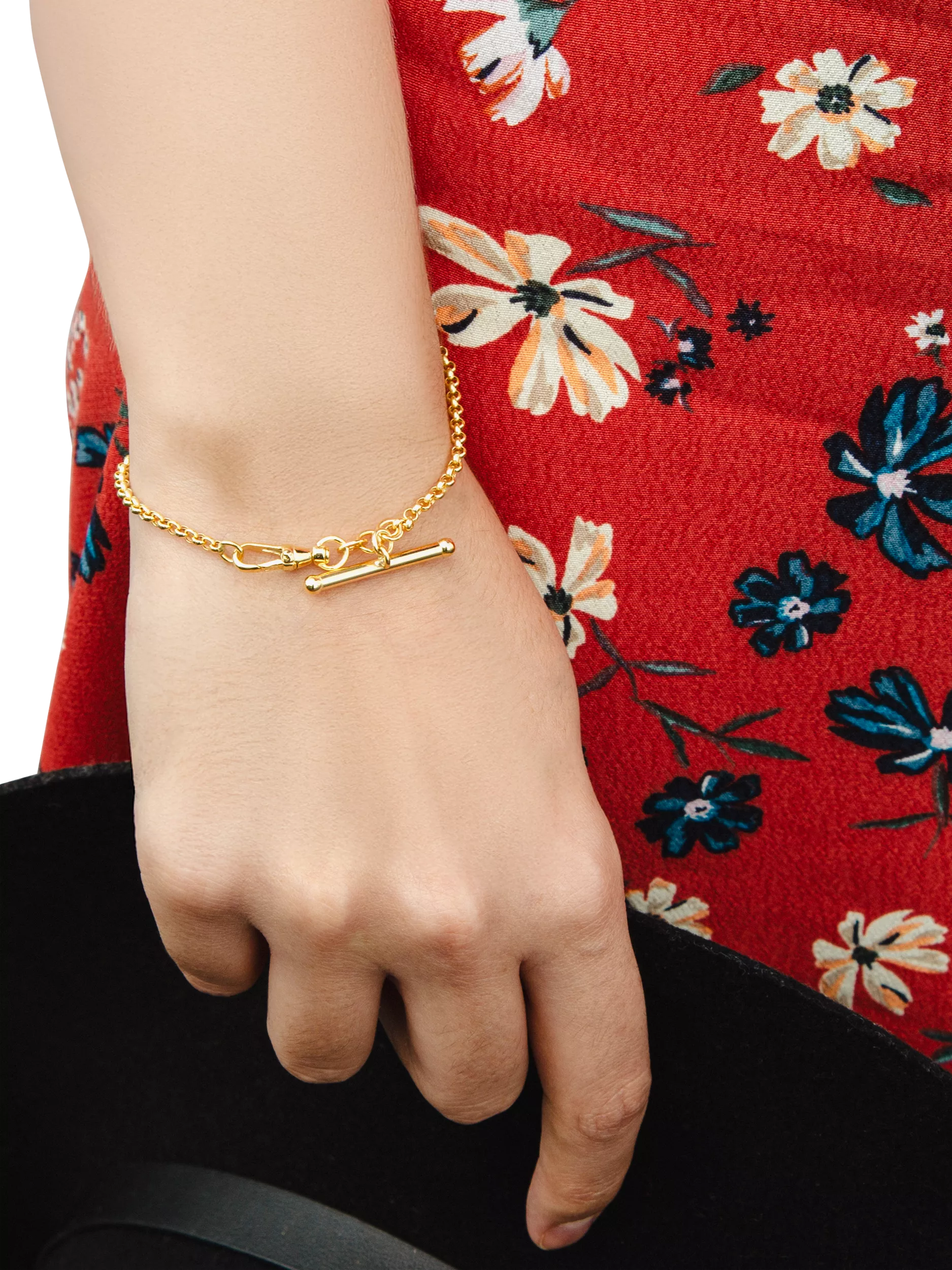 IBB 9ct gold T-bar belcher Albert bracelet, imported from the UK