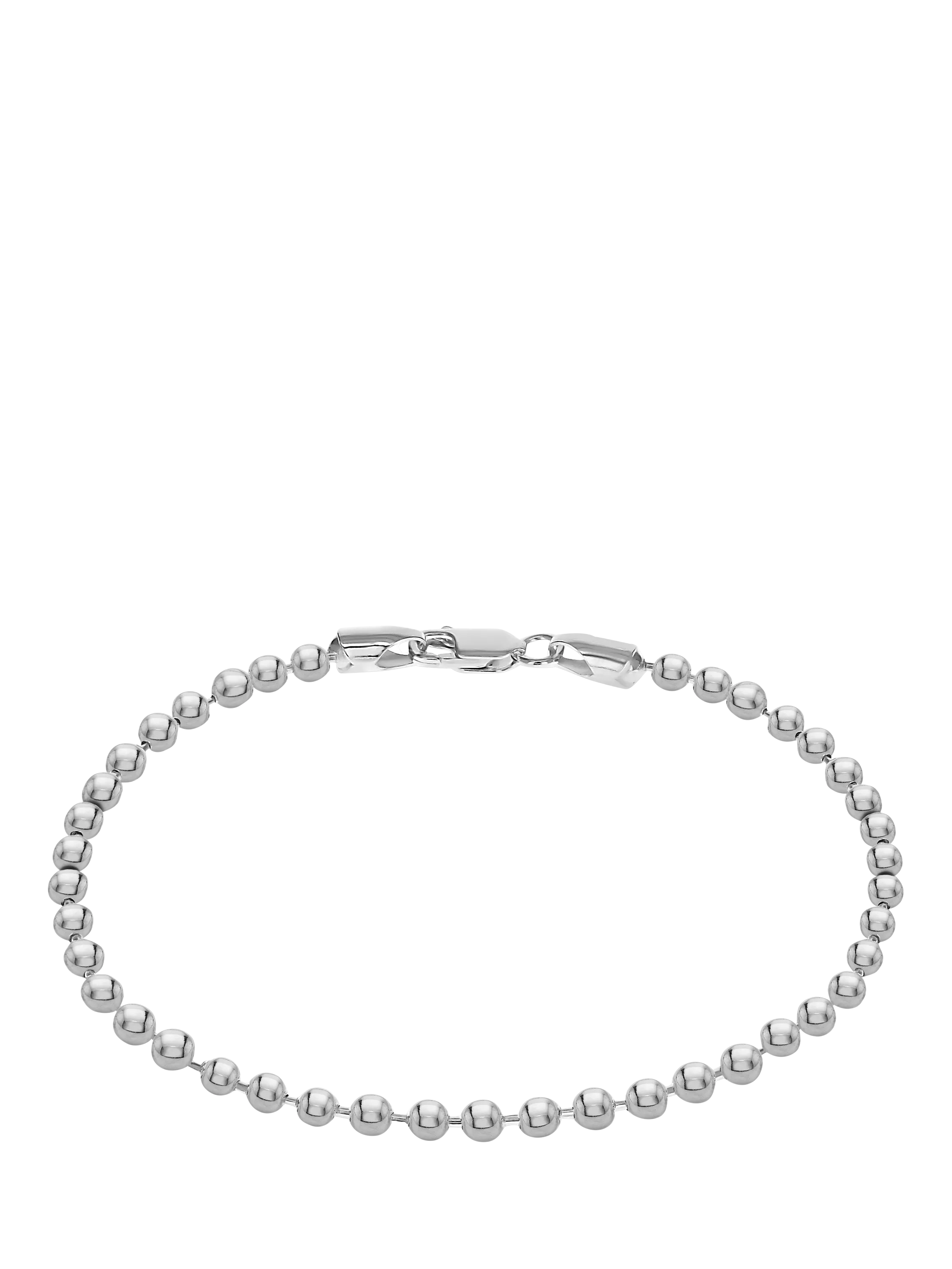 IBB sterling silver ball chain bracelet with lobster claw, silver (British brand)