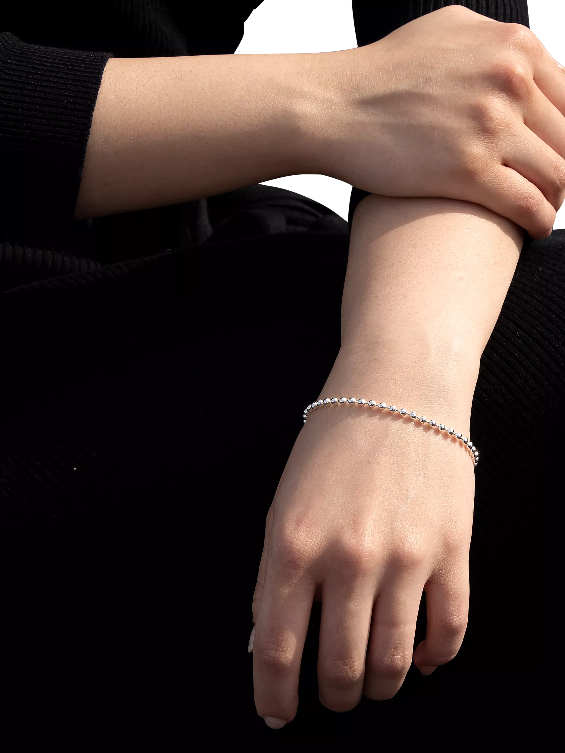 IBB sterling silver ball chain bracelet with lobster claw, silver (British brand)