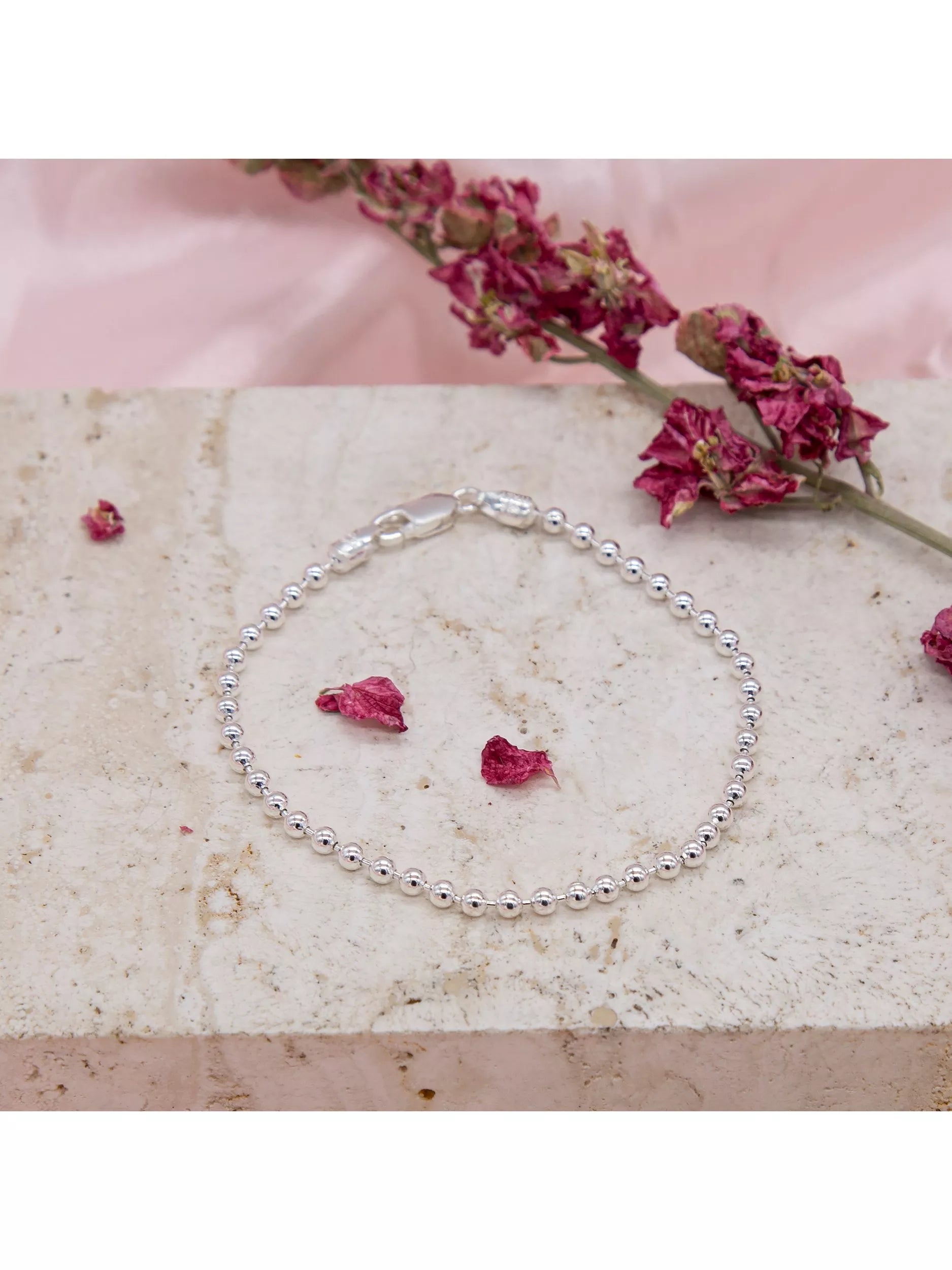 IBB sterling silver ball chain bracelet with lobster claw, silver (British brand)