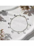 IBB sterling silver cubic zirconia drop charm bracelet, imported from the UK