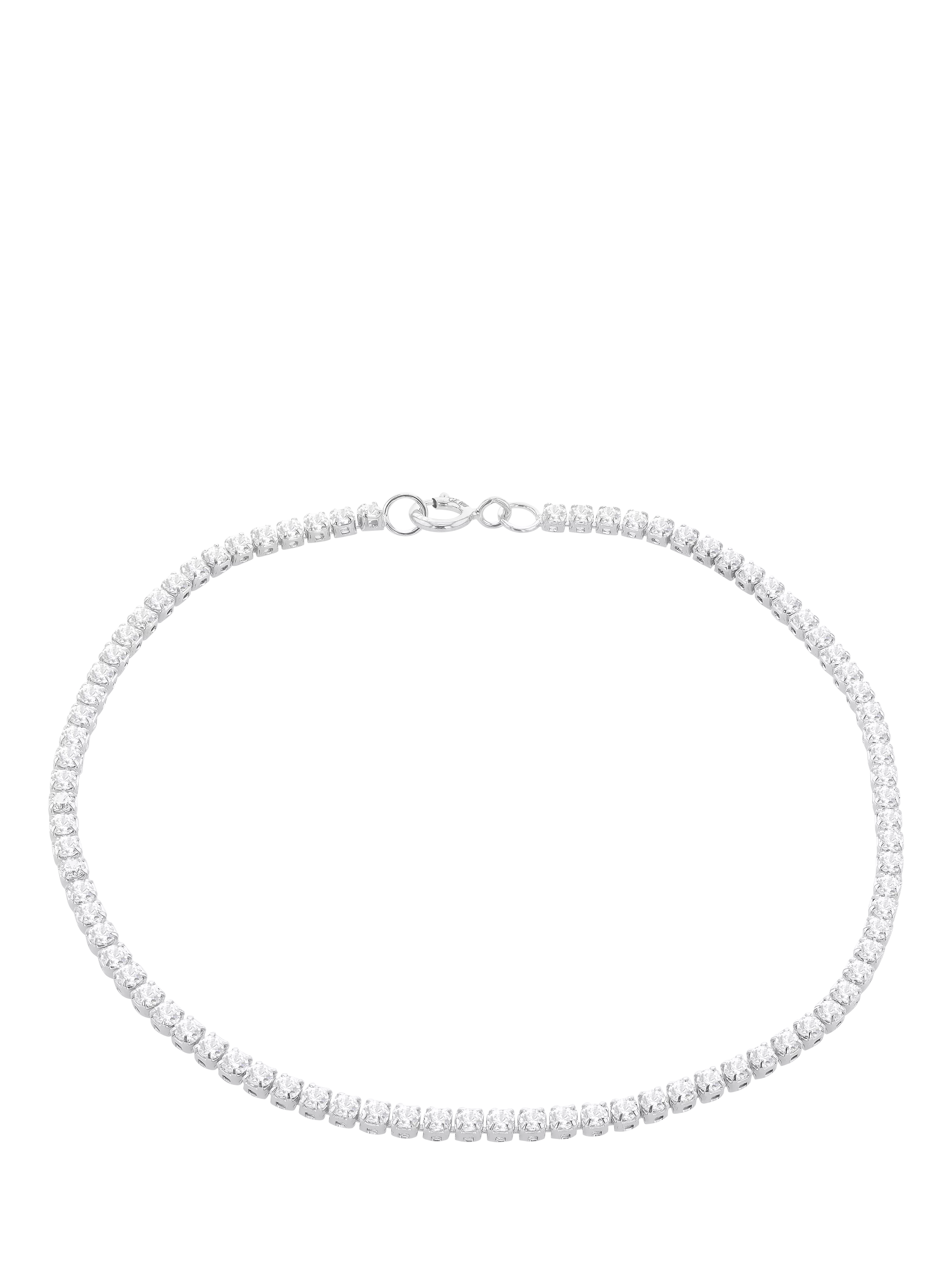 IBB 9ct white gold cubic zirconia flex tennis bracelet, UK version