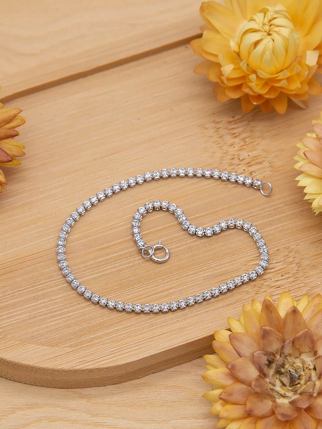 IBB 9ct white gold cubic zirconia flex tennis bracelet, UK version