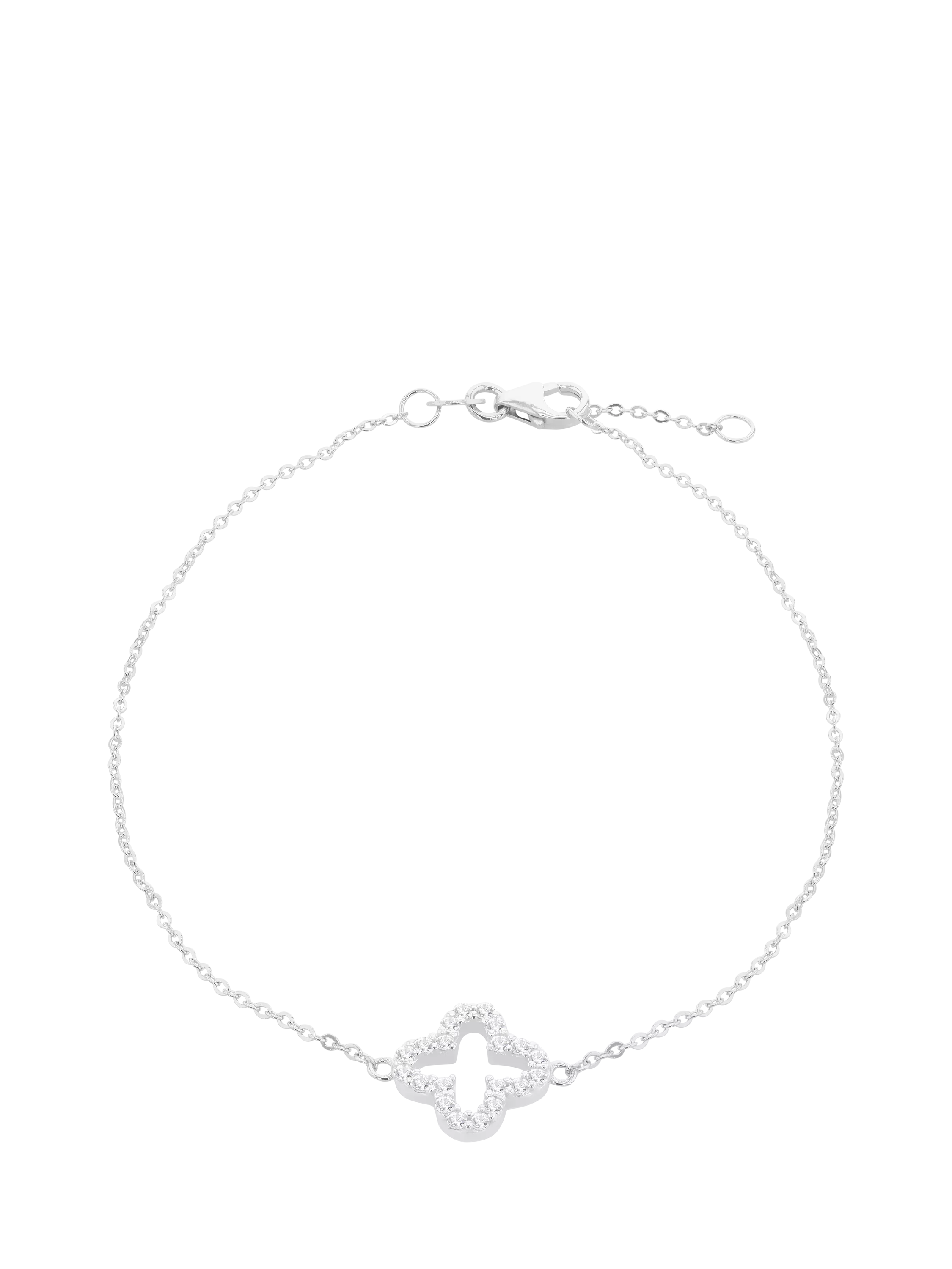 IBB 9ct white gold cubic zirconia petal bracelet (British brand)