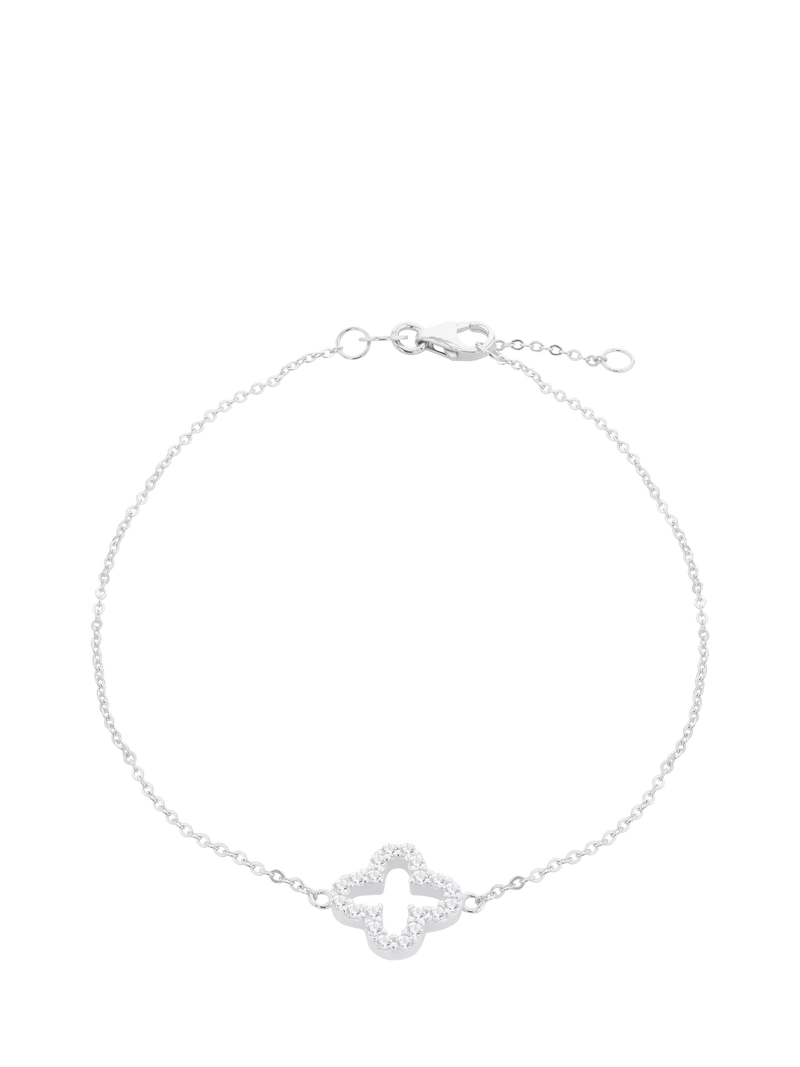 IBB 9ct white gold cubic zirconia petal bracelet (British brand)