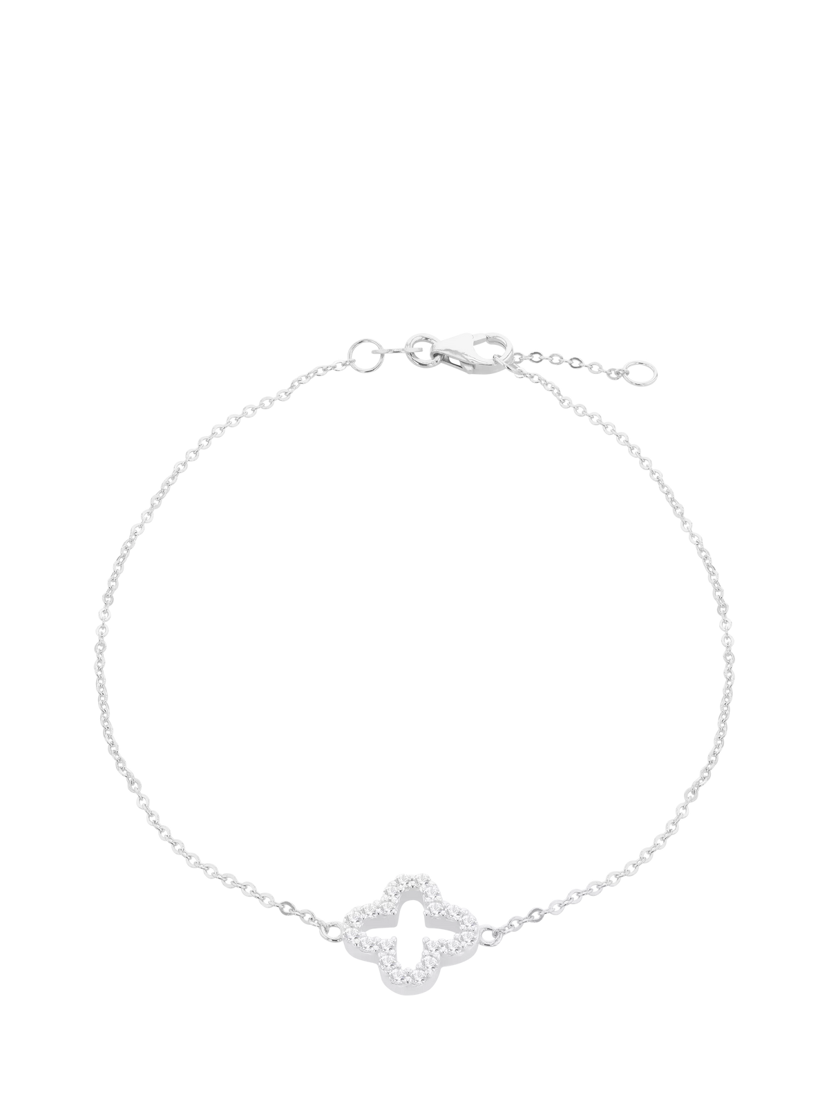 IBB 9ct white gold cubic zirconia petal bracelet (British brand)