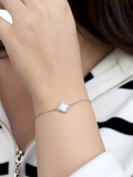 IBB Mother of Pearl Clover Bracelet rhodium plated sterling silver - British product