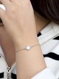 IBB Mother of Pearl Clover Bracelet rhodium plated sterling silver - British product