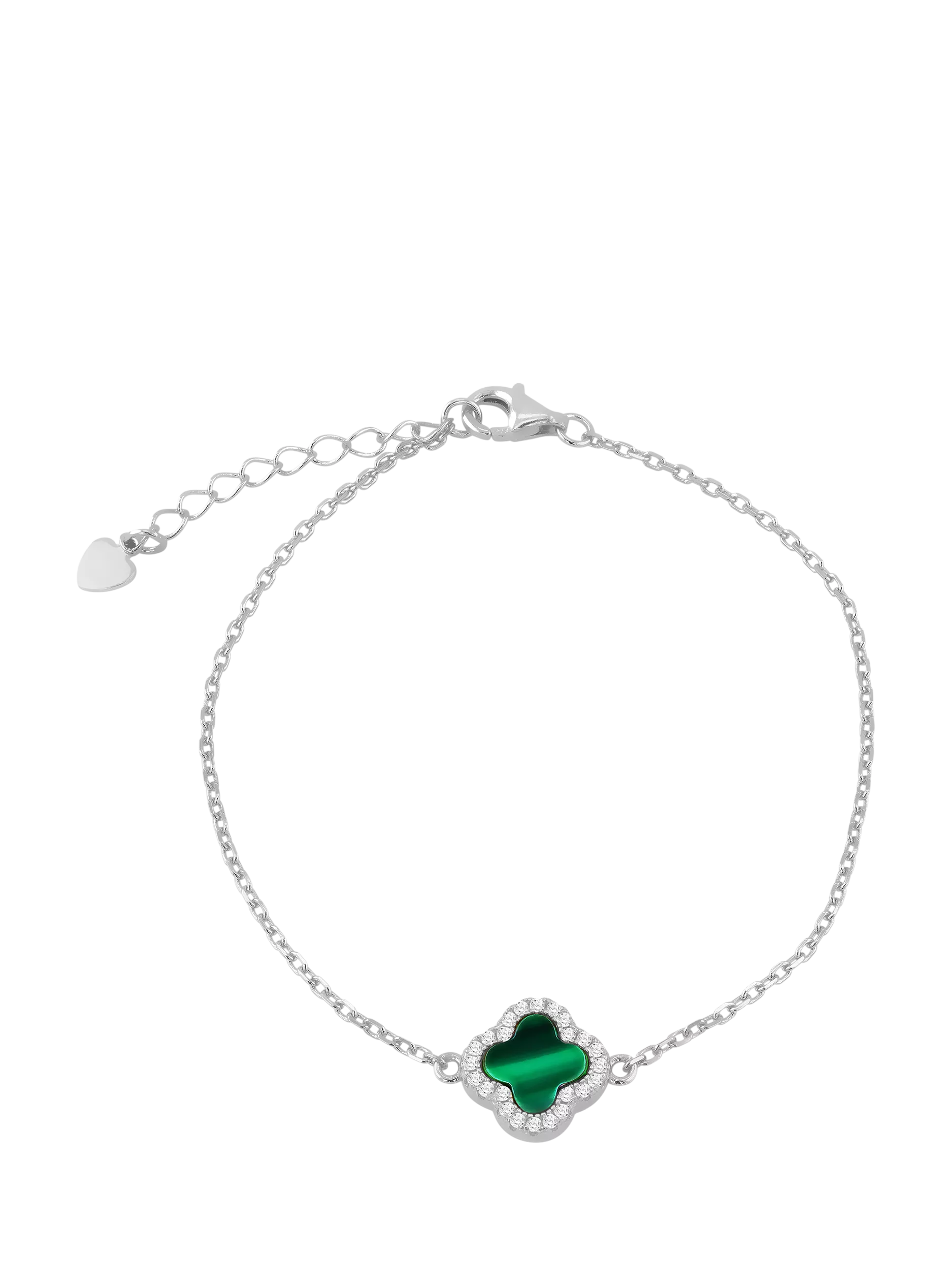 IBB malachite clover bracelet with cubic zirconia, imported from the UK