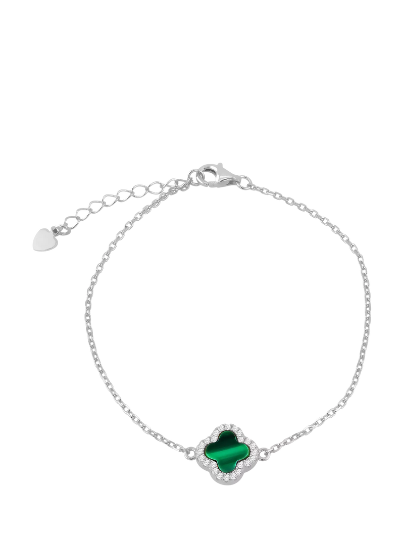 IBB malachite clover bracelet with cubic zirconia, imported from the UK