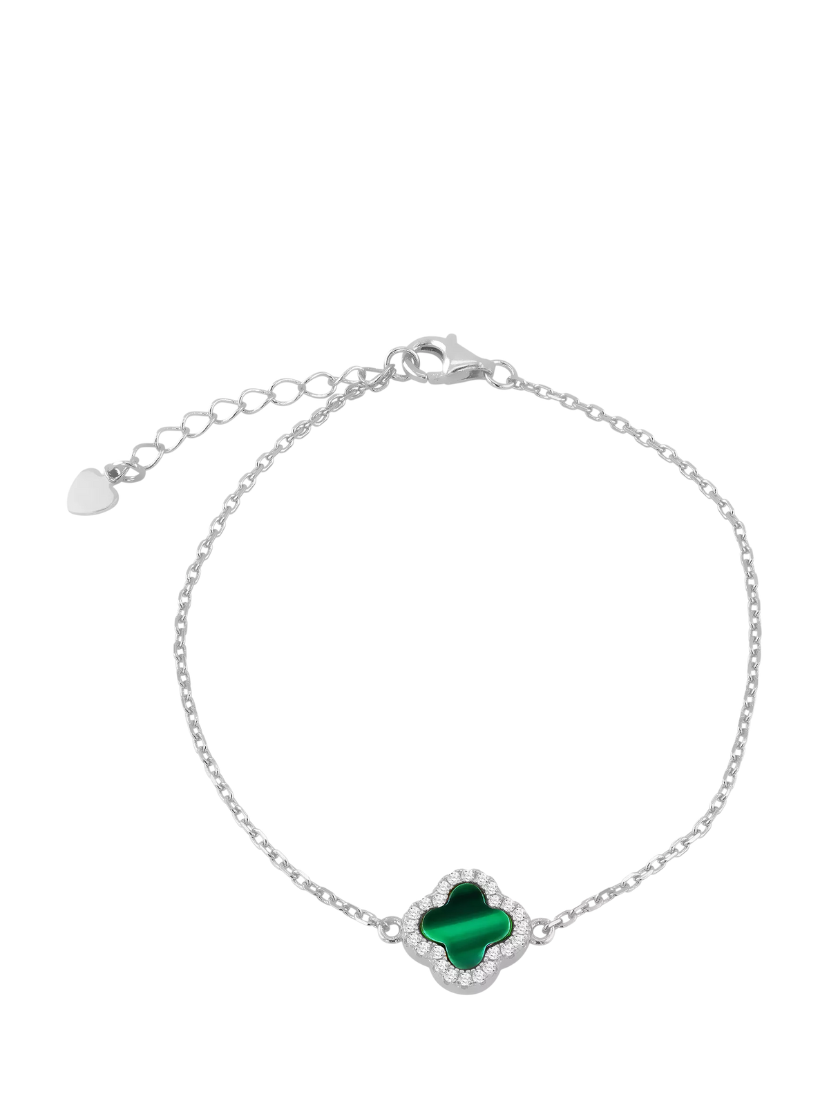 IBB malachite clover bracelet with cubic zirconia, imported from the UK