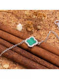 IBB malachite clover bracelet with cubic zirconia, imported from the UK