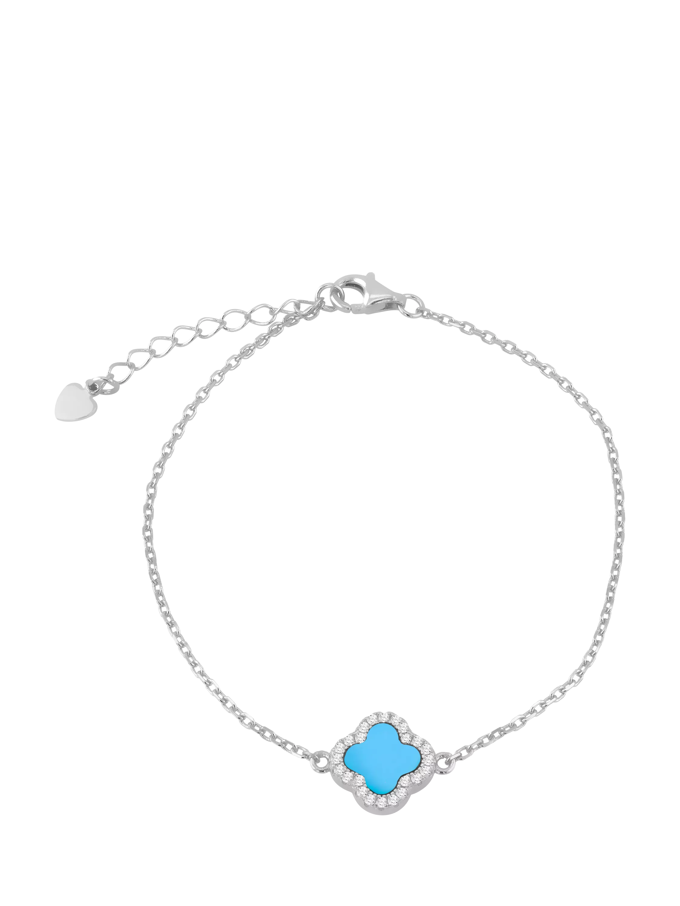 IBB turquoise clover cubic zirconia bracelet - British product