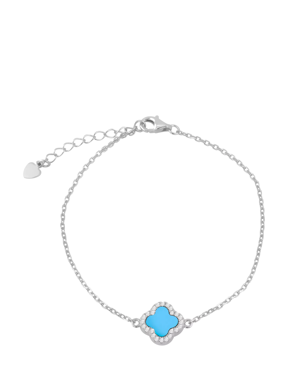 IBB turquoise clover cubic zirconia bracelet - British product