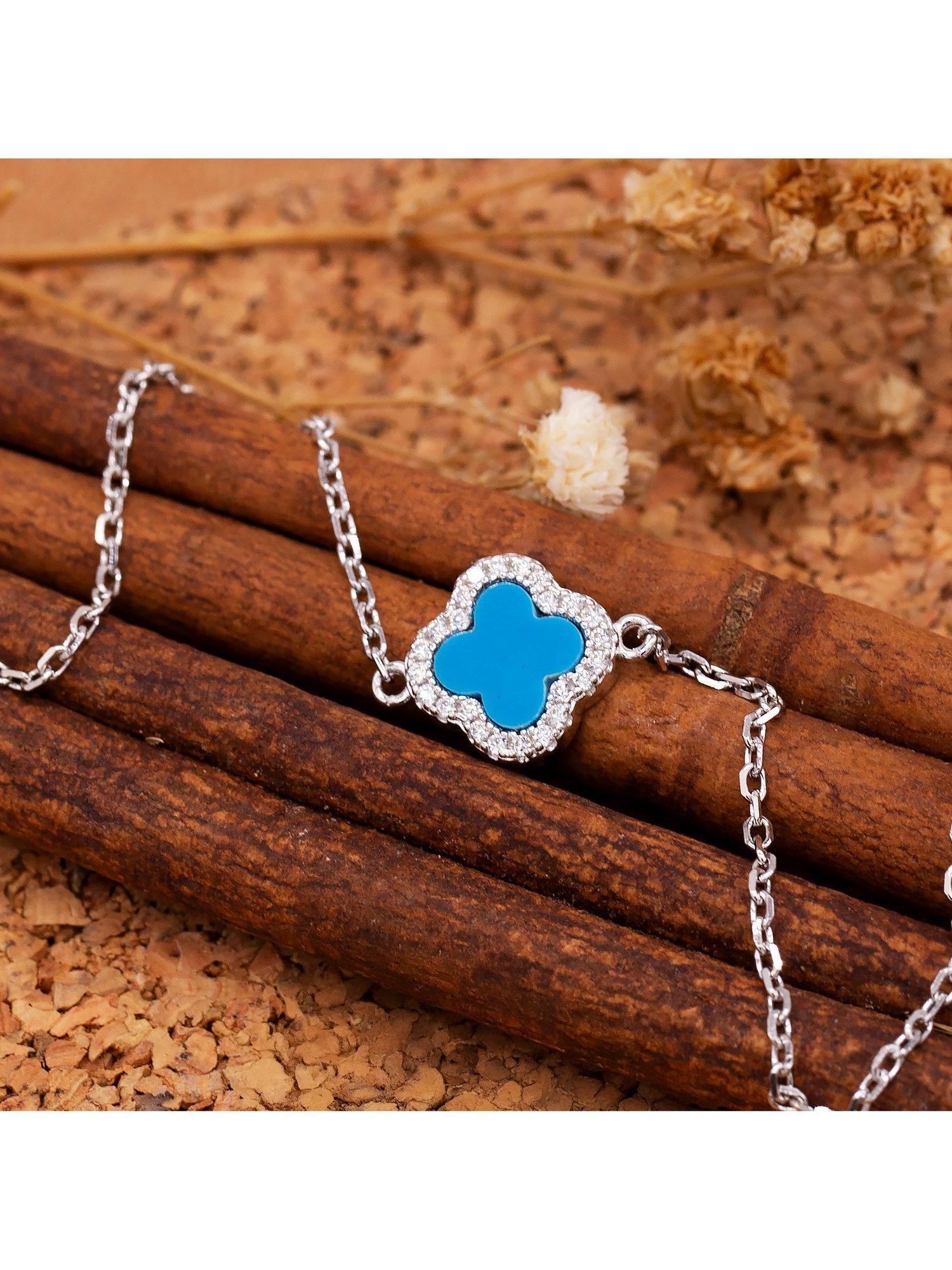 IBB turquoise clover cubic zirconia bracelet - British product