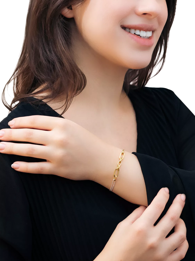IBB multi paper link curb bracelet 16.5-19cm (British brand)