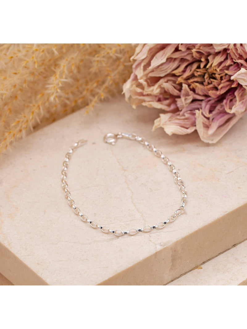 IBB sterling silver oval belcher bracelet 18cm, imported from the UK