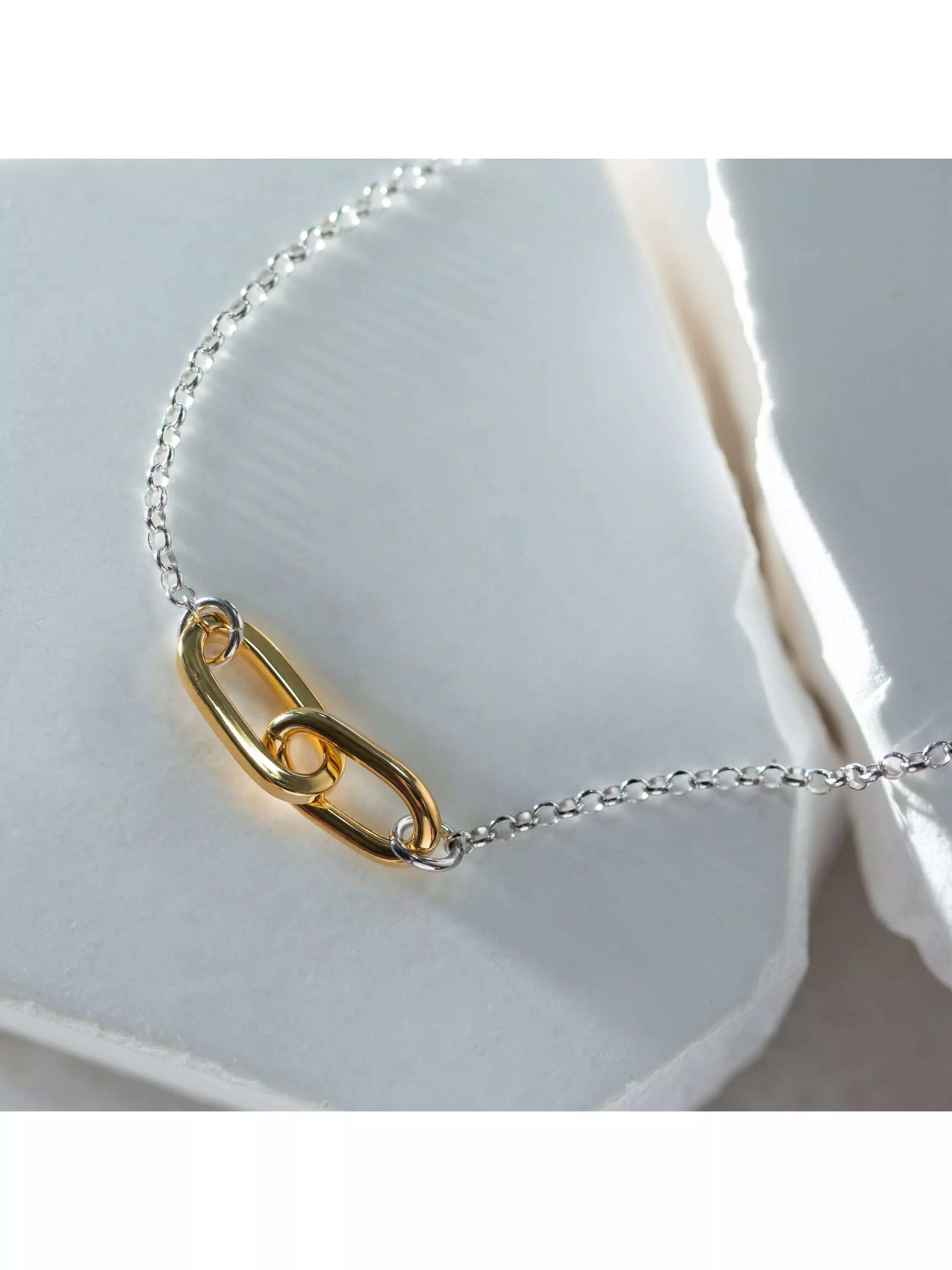 IBB two tone paper link bracelet sterling silver (British brand)