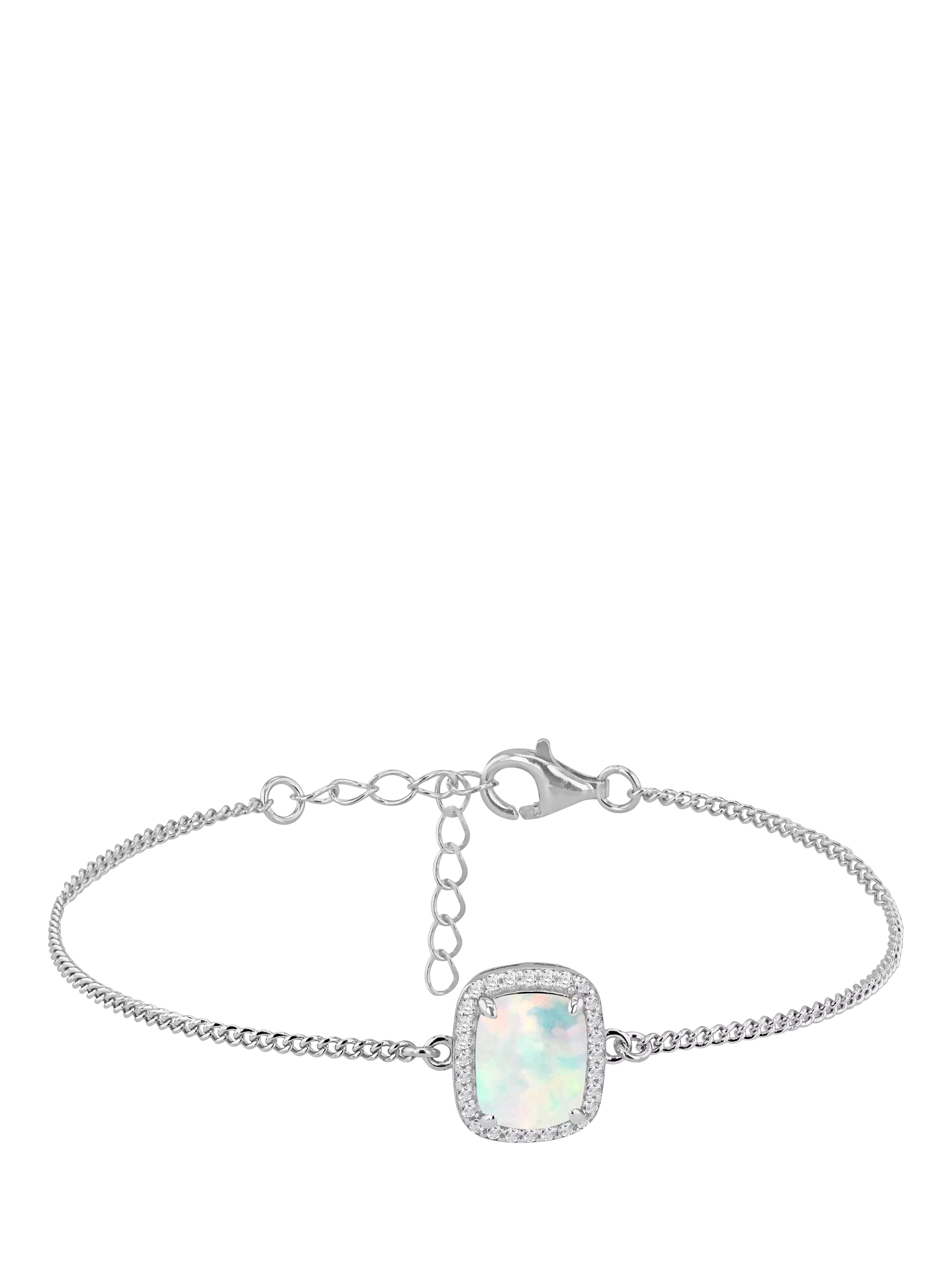 IBB opal cubic zirconia bracelet rhodium-plated sterling silver - British product