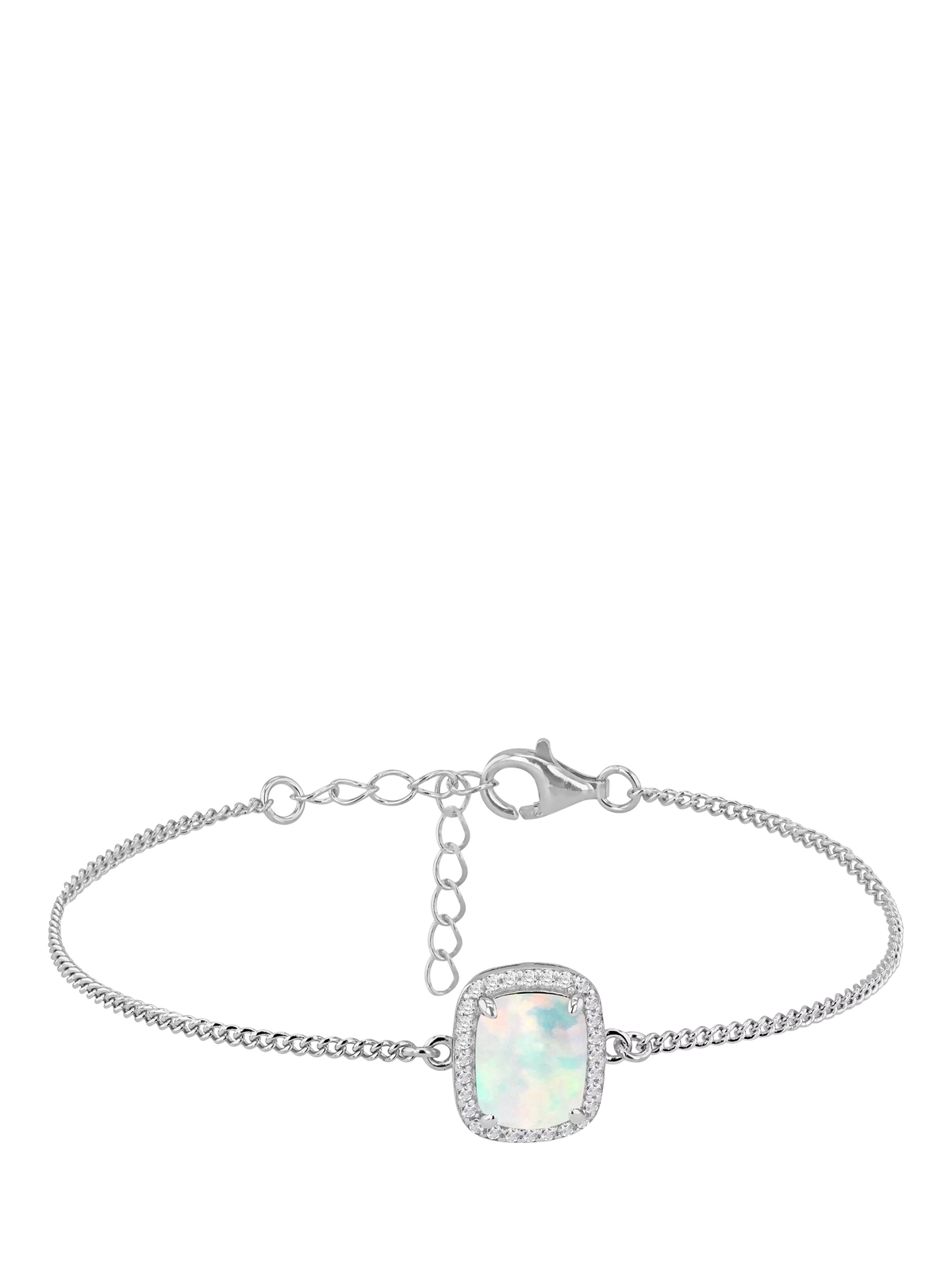 IBB opal cubic zirconia bracelet rhodium-plated sterling silver - British product