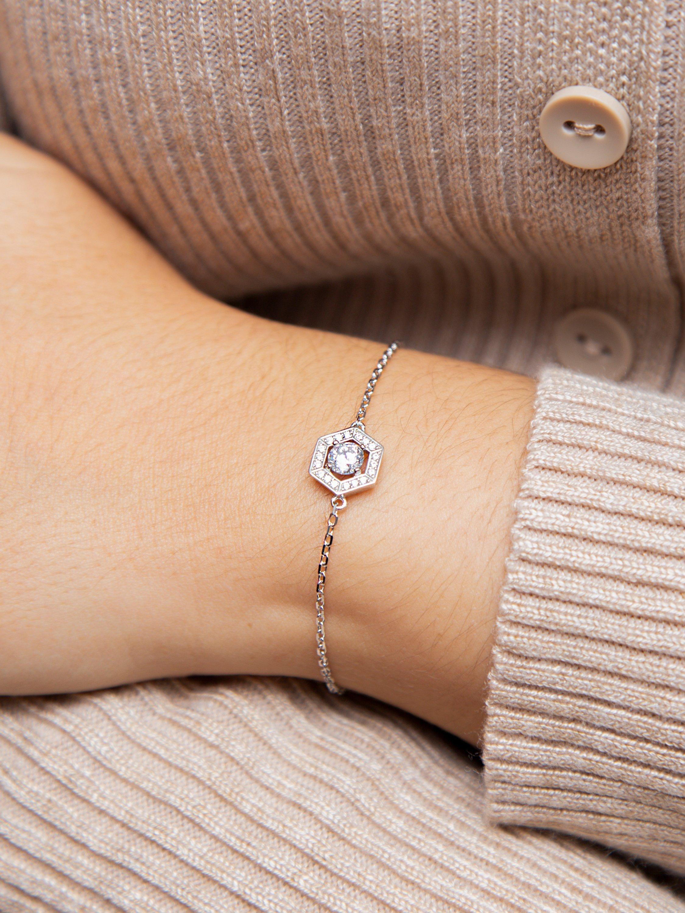 IBB charm bracelet round cubic zirconia halo - British product