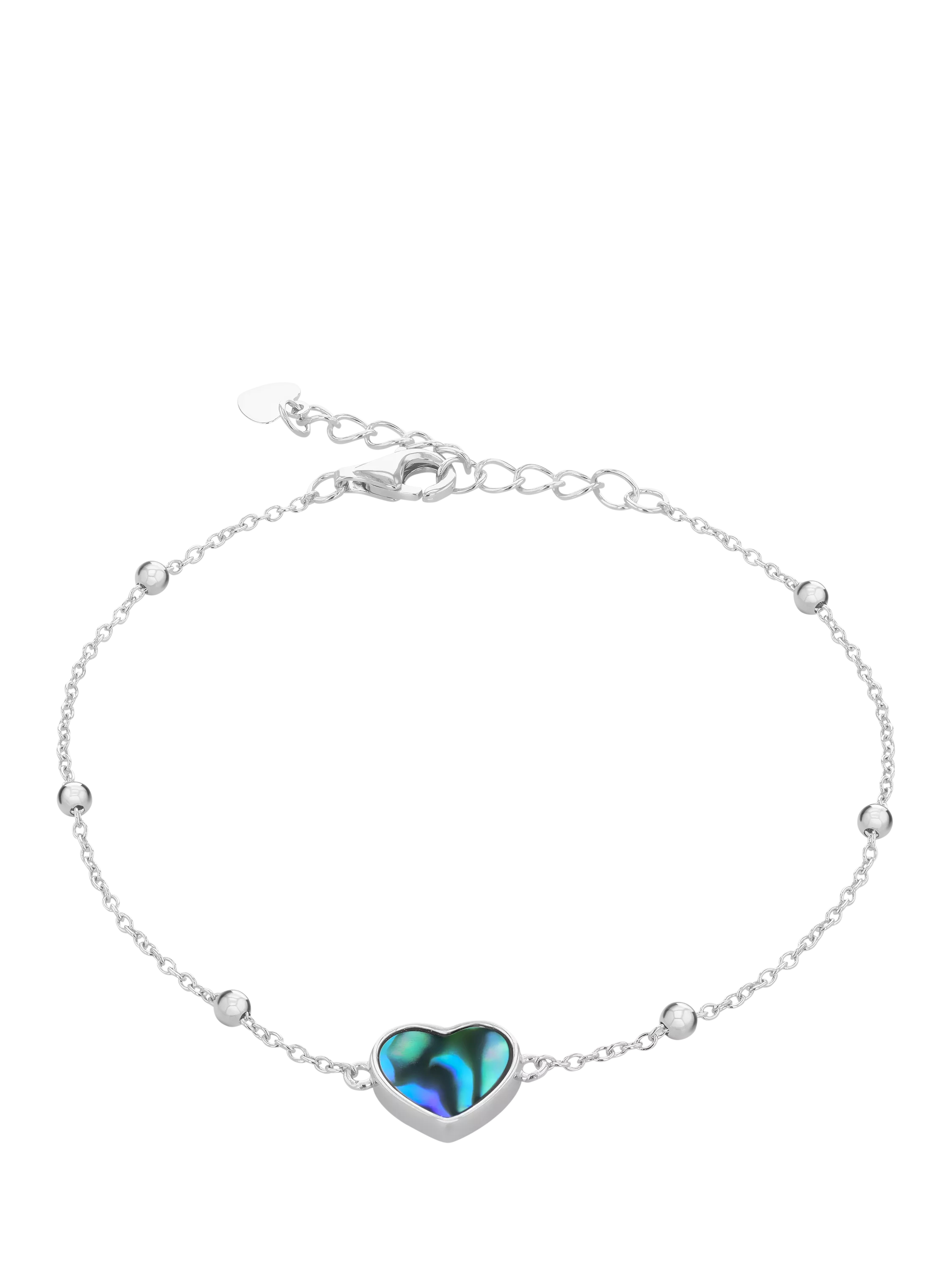 IBB Paua shell heart pendant bracelet 18-20cm - British product