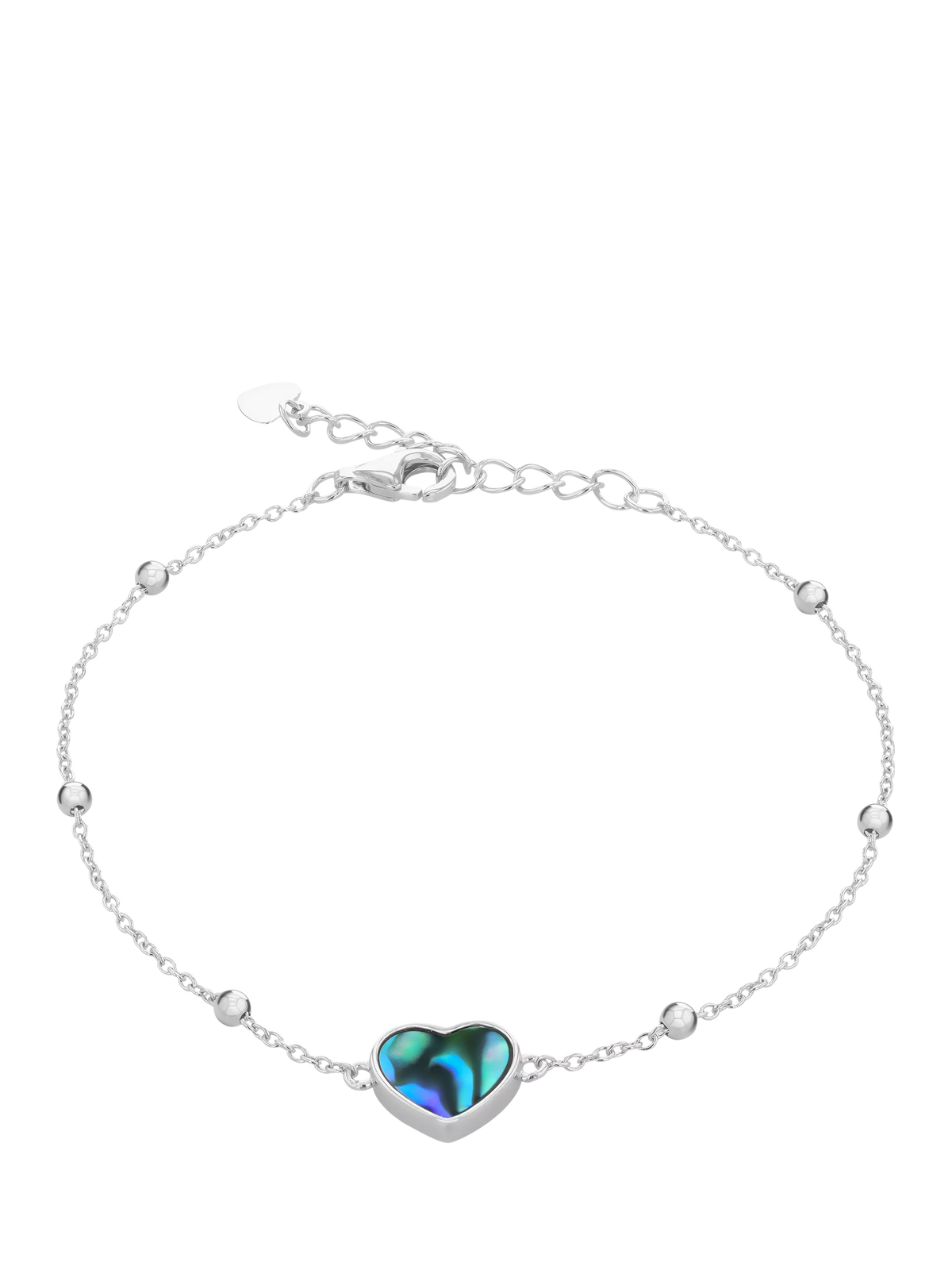IBB Paua shell heart pendant bracelet 18-20cm - British product