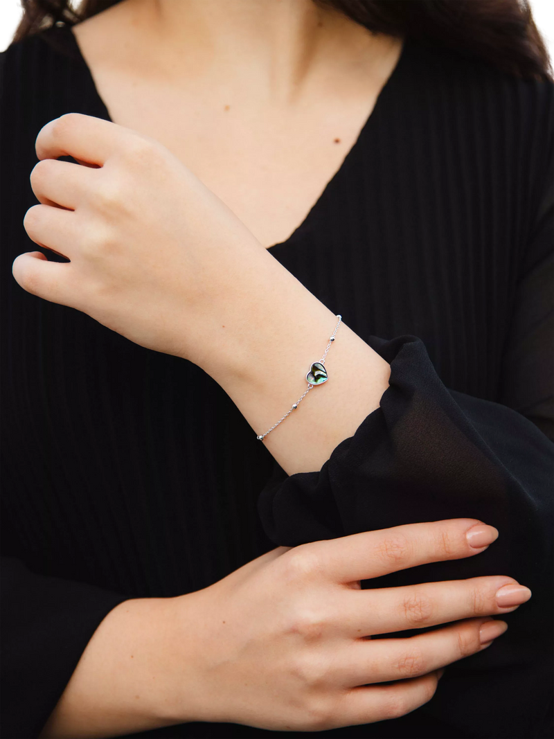 IBB Paua shell heart pendant bracelet 18-20cm - British product