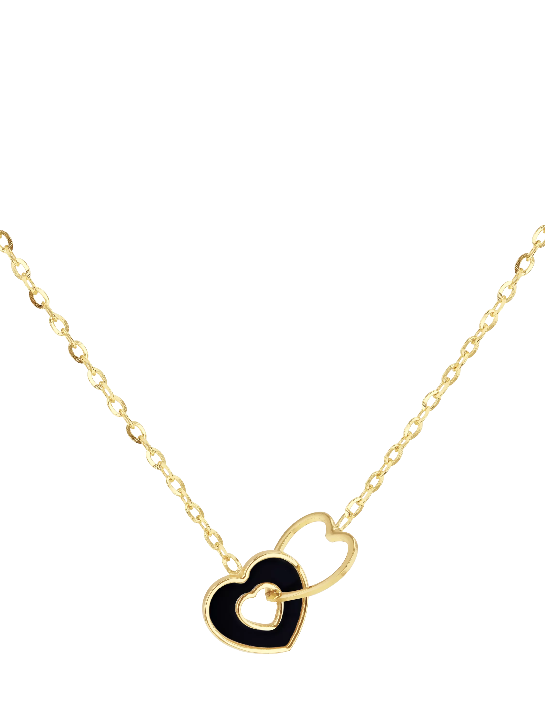 IBB 9ct yellow gold onyx heart pendant necklace, UK version