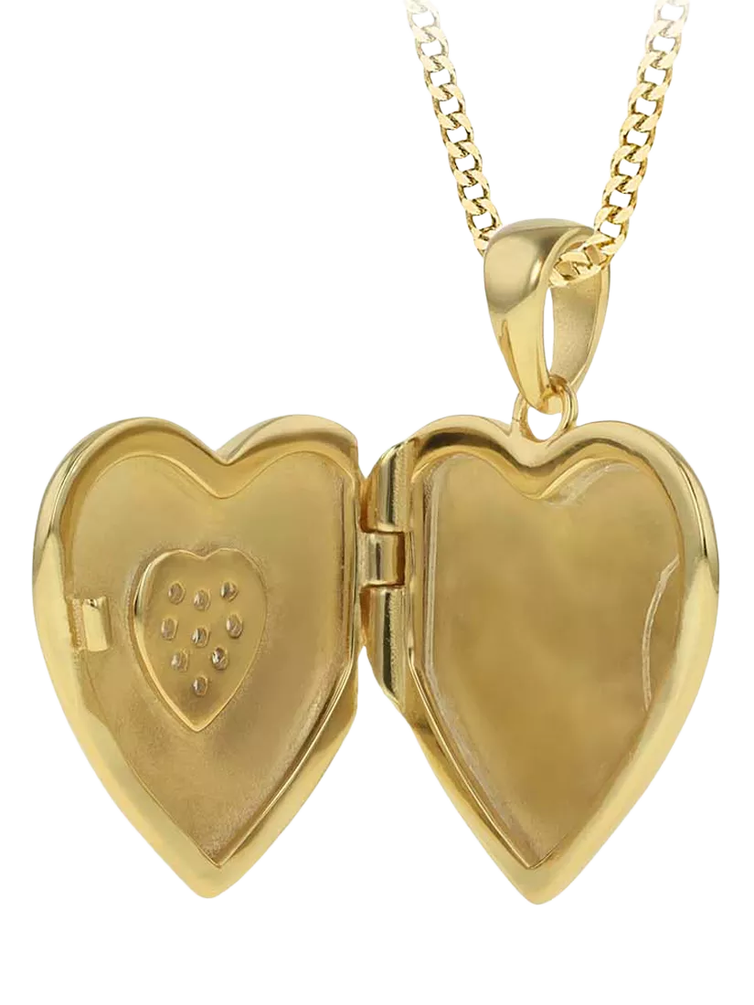 IBB cubic zirconia heart locket in gold, imported from the UK