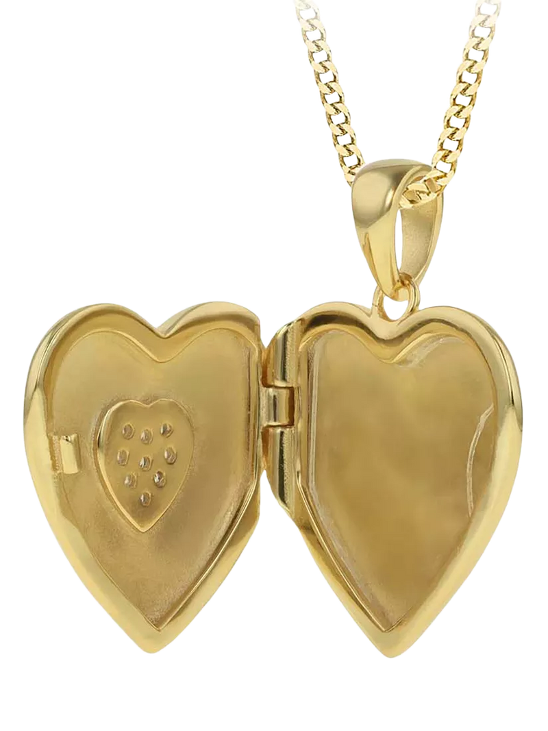IBB cubic zirconia heart locket in gold, imported from the UK