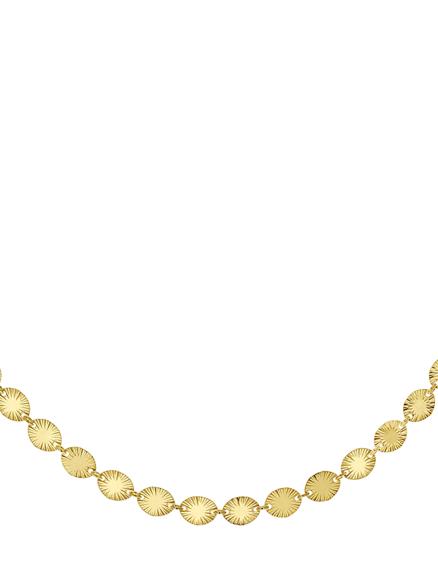 IBB starburst oval disc chain necklace gold, imported from the UK
