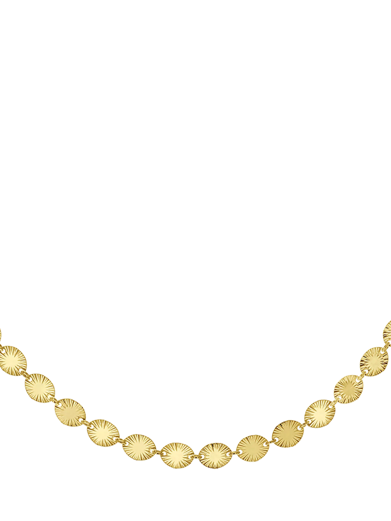 IBB starburst oval disc chain necklace gold, imported from the UK