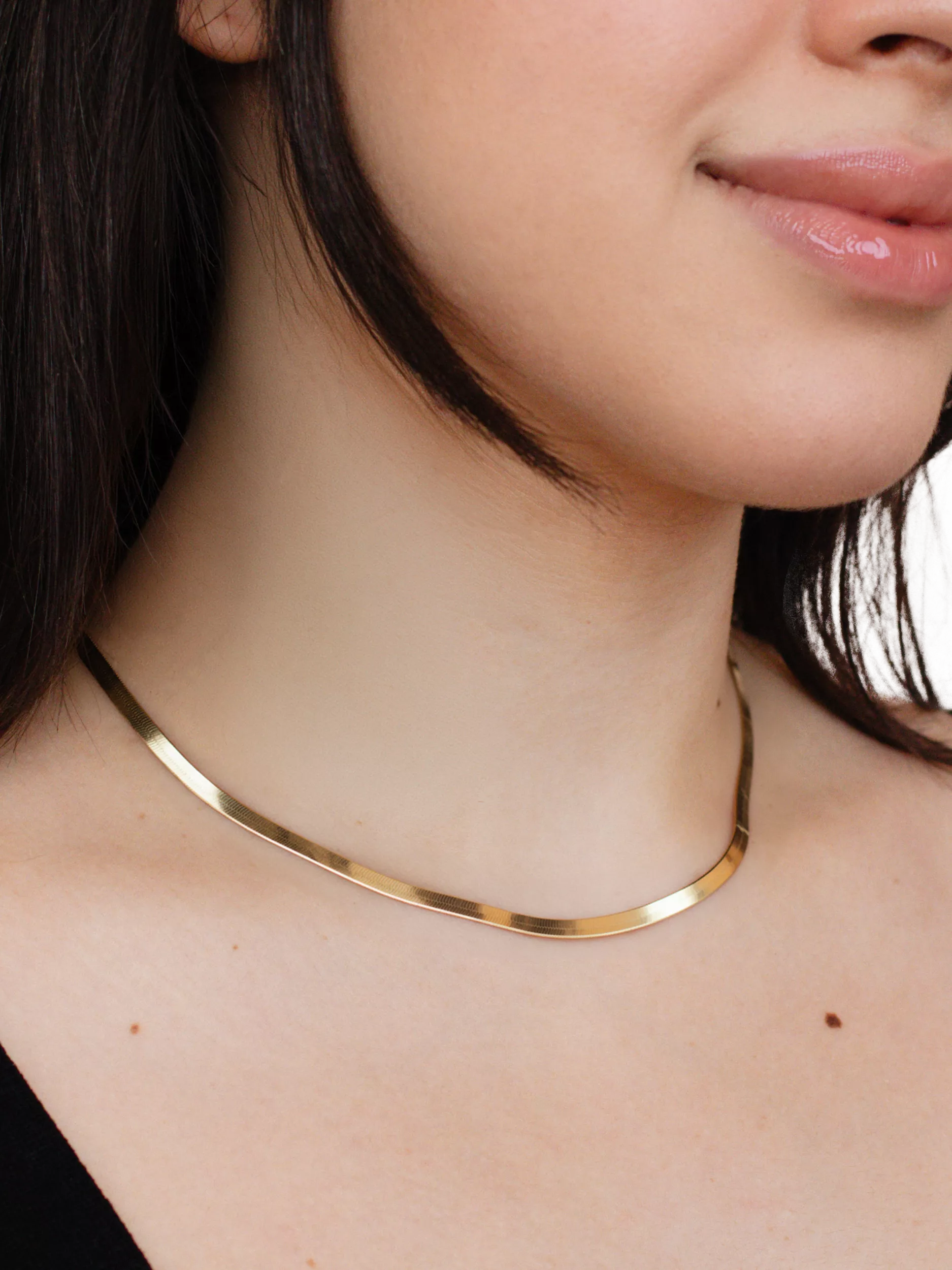 IBB triple herringbone gold necklace 41cm, imported from the UK