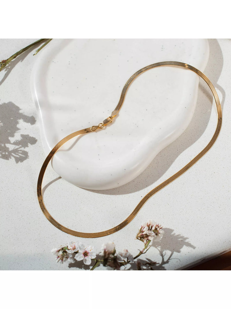 IBB triple herringbone gold necklace 41cm, imported from the UK