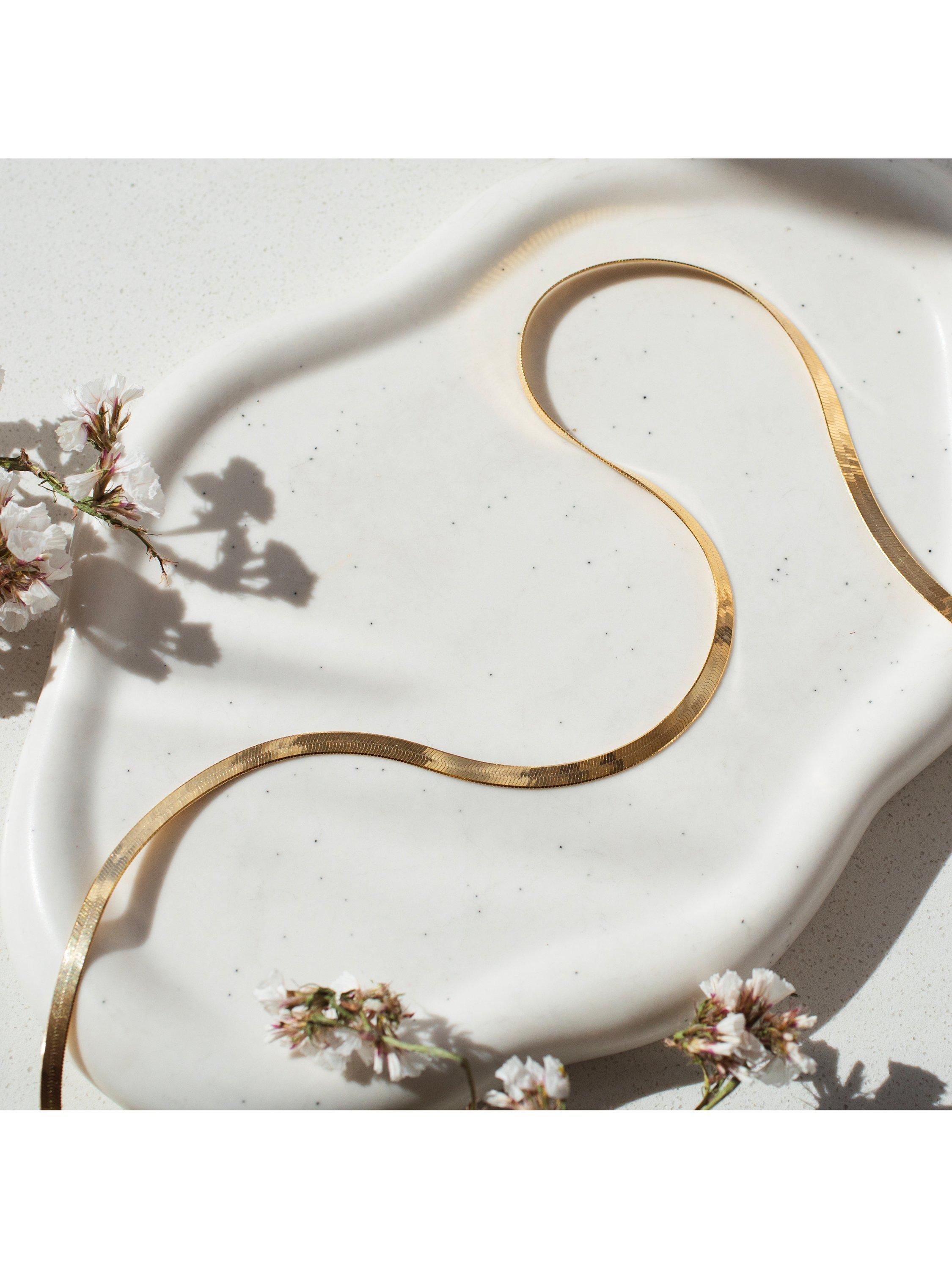 IBB triple herringbone gold necklace 41cm, imported from the UK