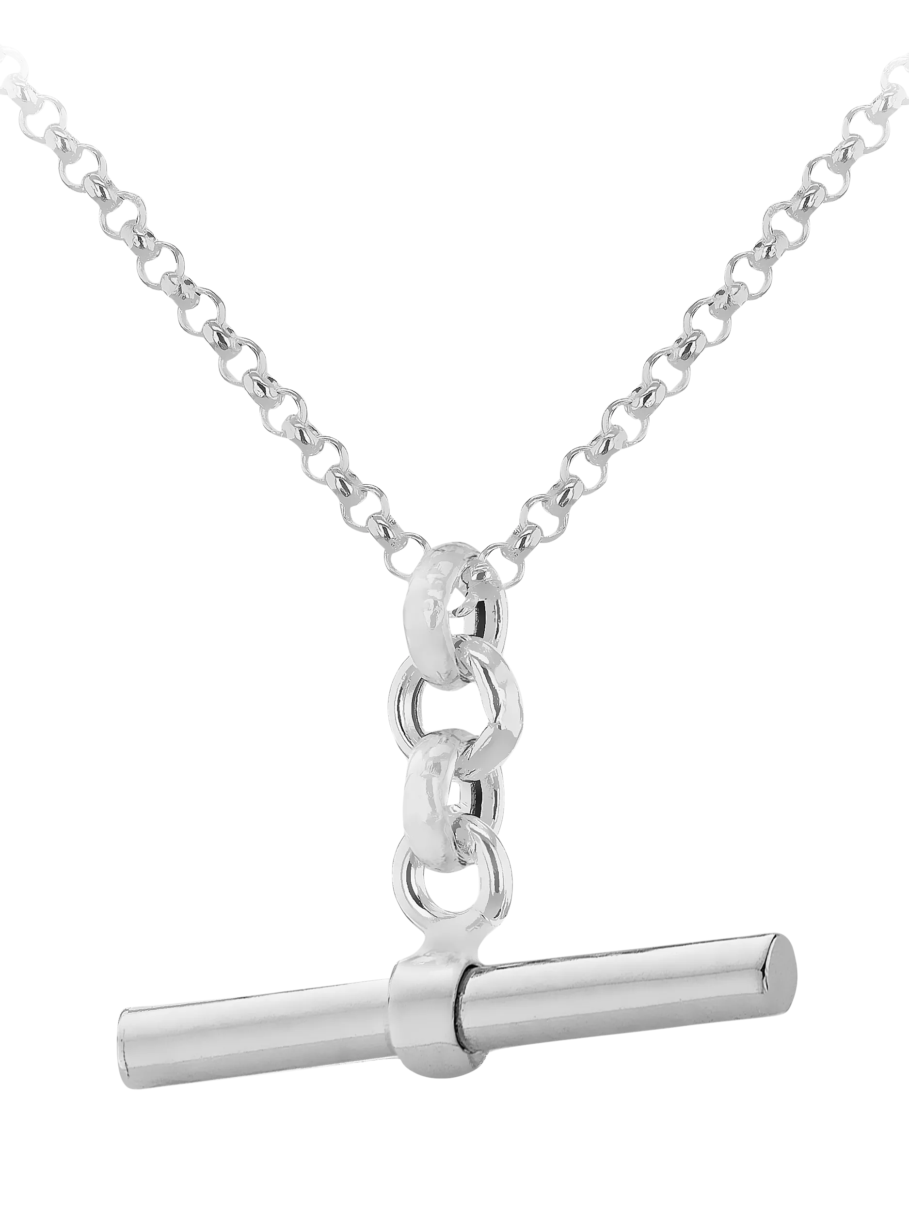 IBB sterling silver belcher T-bar pendant necklace 41-46cm (British brand)