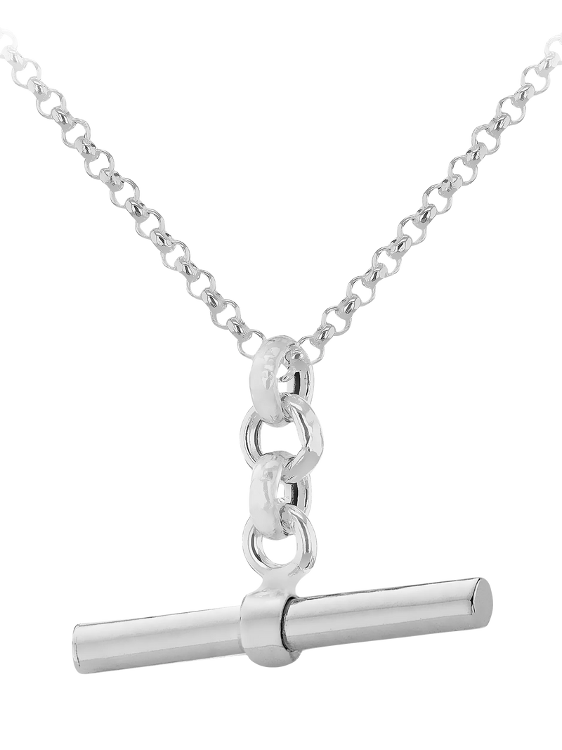 IBB sterling silver belcher T-bar pendant necklace 41-46cm (British brand)
