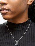 IBB sterling silver belcher T-bar pendant necklace 41-46cm (British brand)