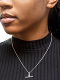 IBB sterling silver belcher T-bar pendant necklace 41-46cm (British brand)