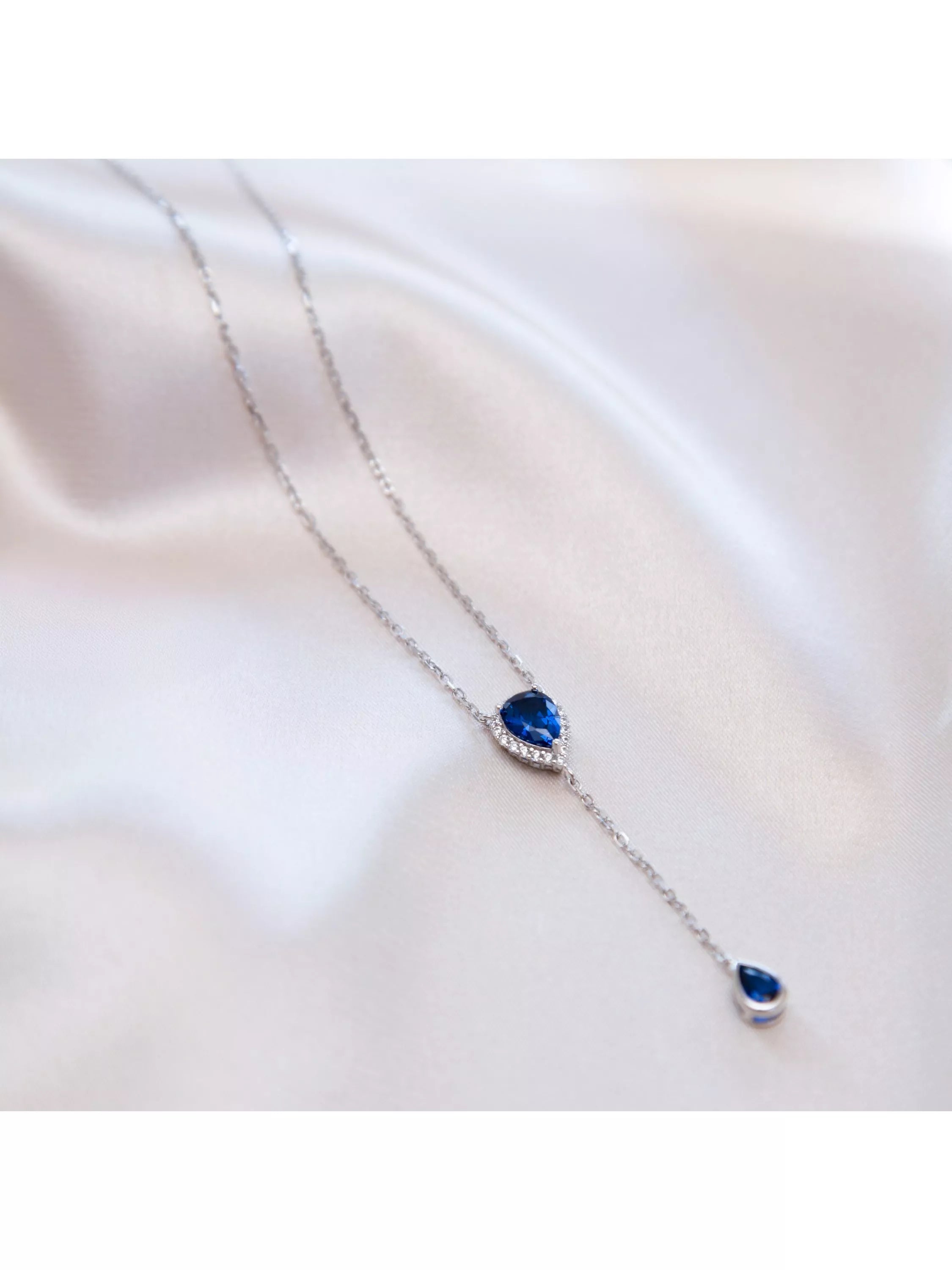 IBB cubic zirconia teardrop lariat necklace, imported from the UK