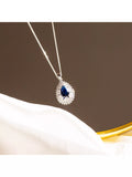 IBB blue and white cubic zirconia teardrop pendant necklace, imported from the UK