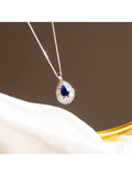 IBB blue and white cubic zirconia teardrop pendant necklace, imported from the UK