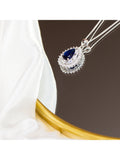 IBB blue and white cubic zirconia teardrop pendant necklace, imported from the UK