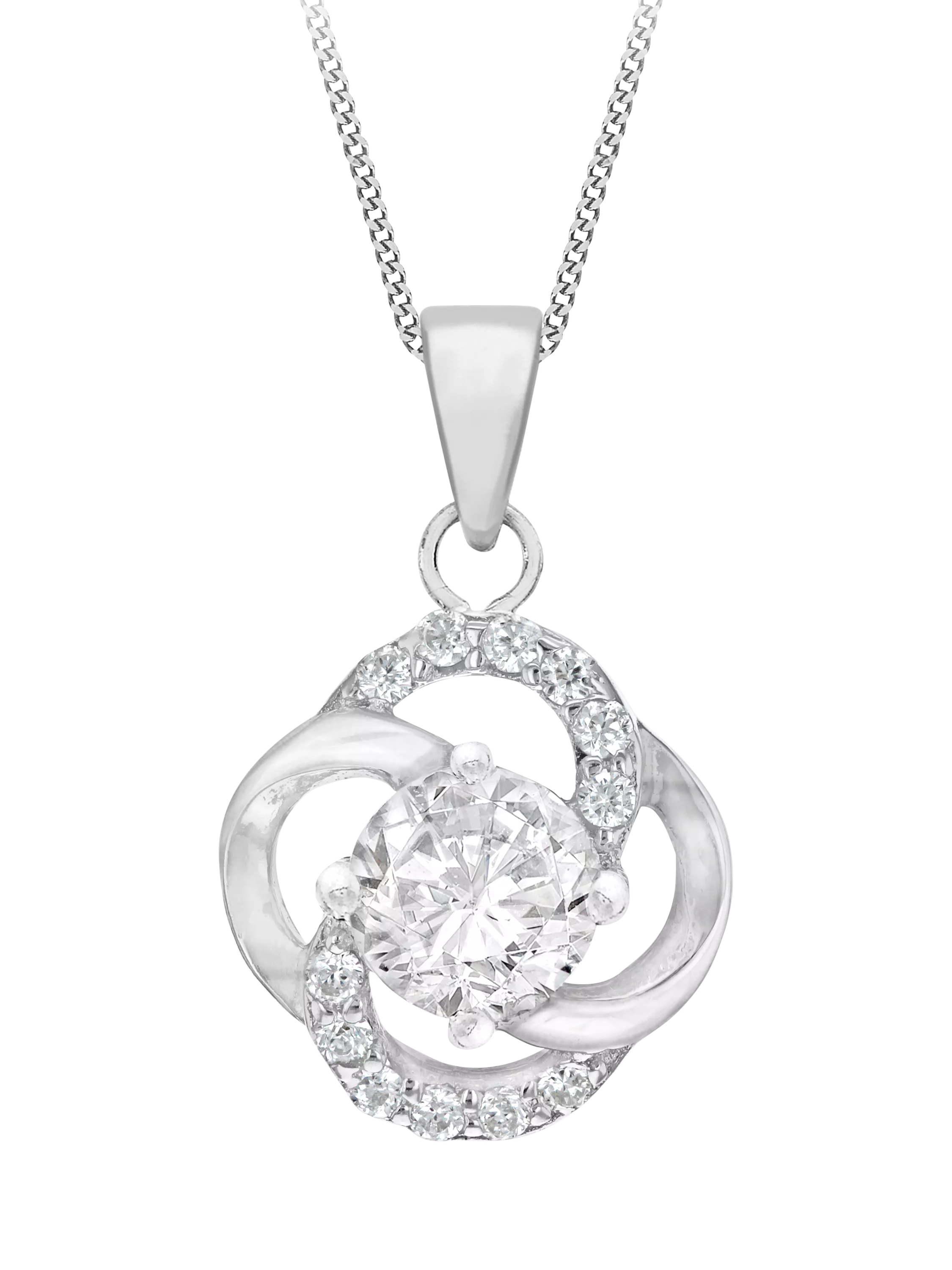 IBB sterling silver cubic zirconia knot pendant - British product