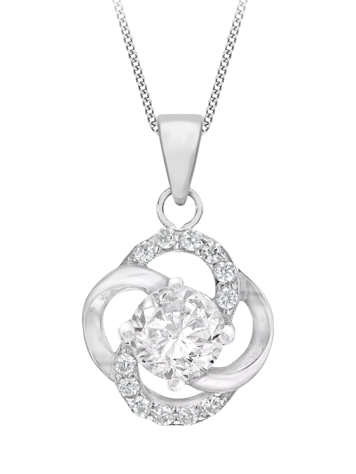 IBB sterling silver cubic zirconia knot pendant - British product