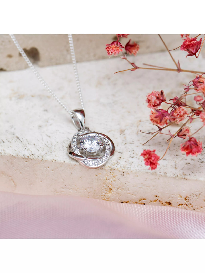IBB sterling silver cubic zirconia knot pendant - British product