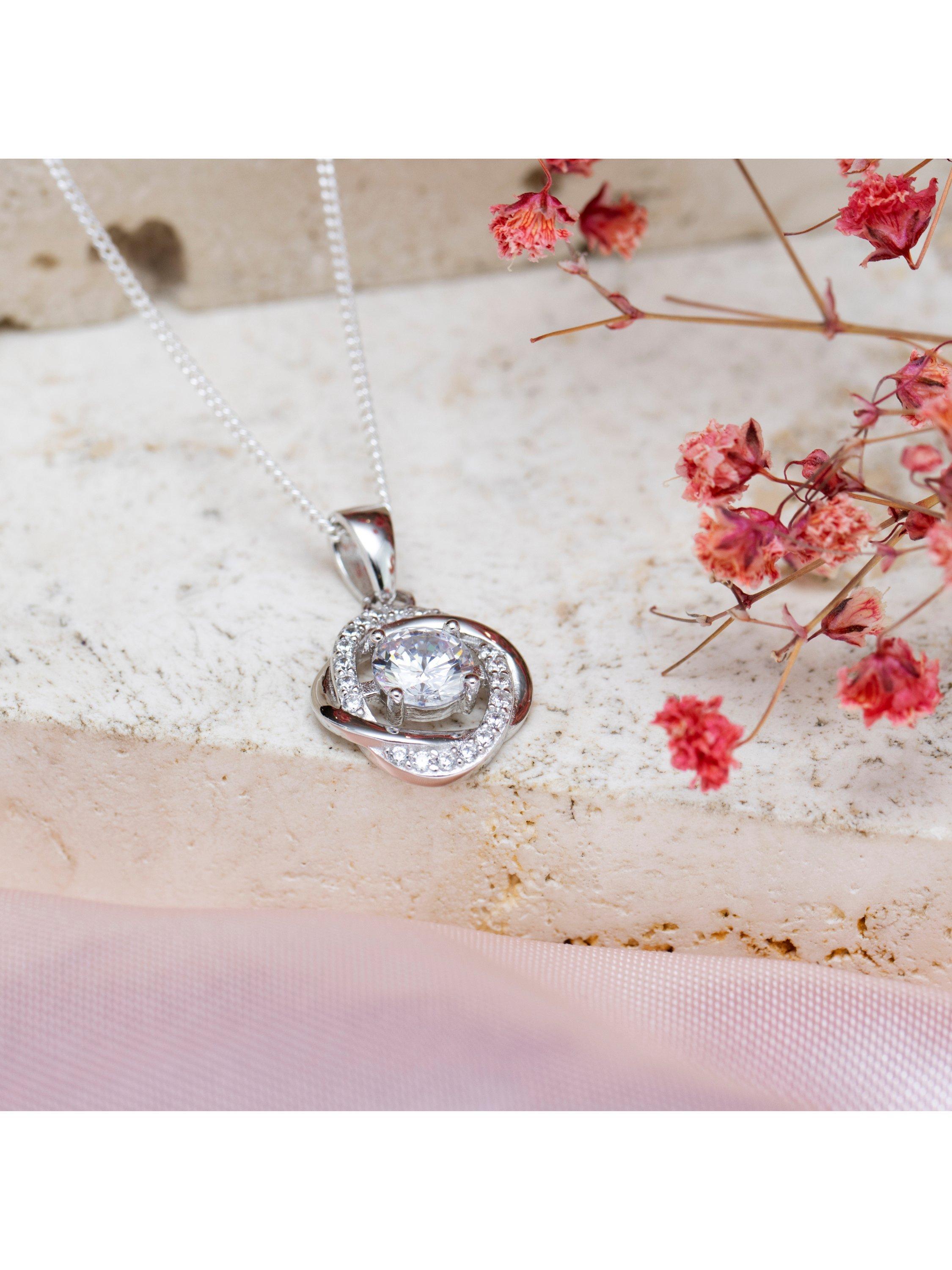 IBB sterling silver cubic zirconia knot pendant - British product